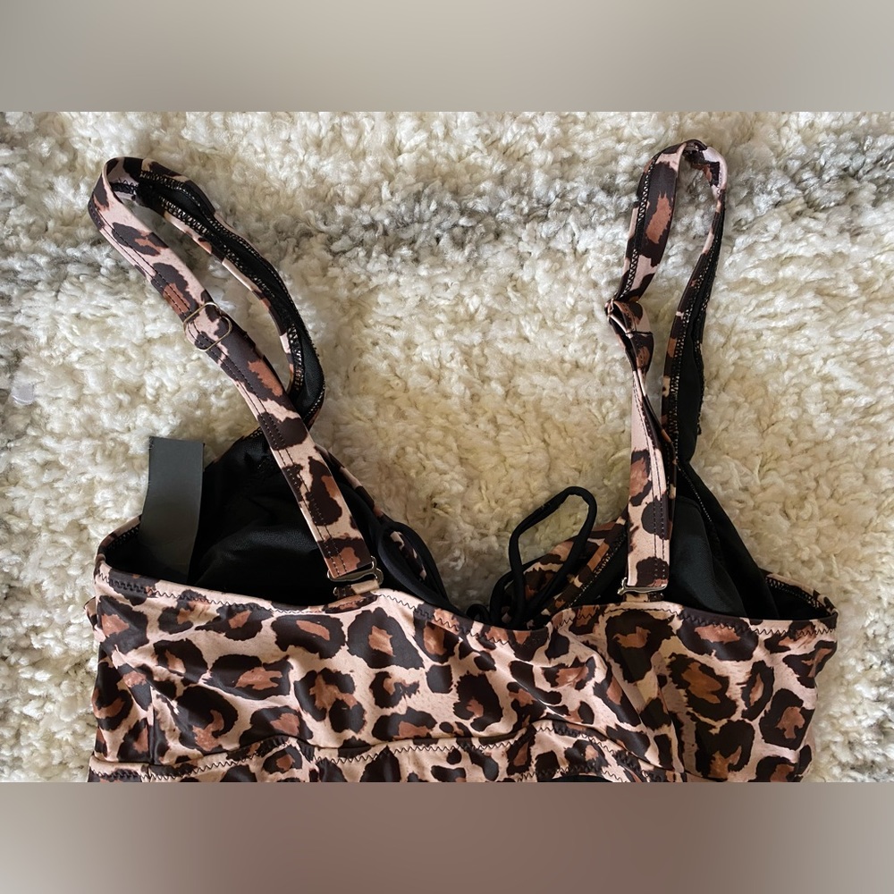DACI Plus size long tankini swimwear top size 20W animal print & black shear NWT - Picture 4 of 5